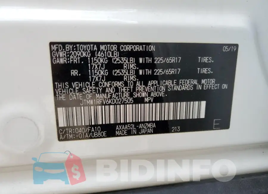 JTMW1RFV6KD027505 Photo# 13