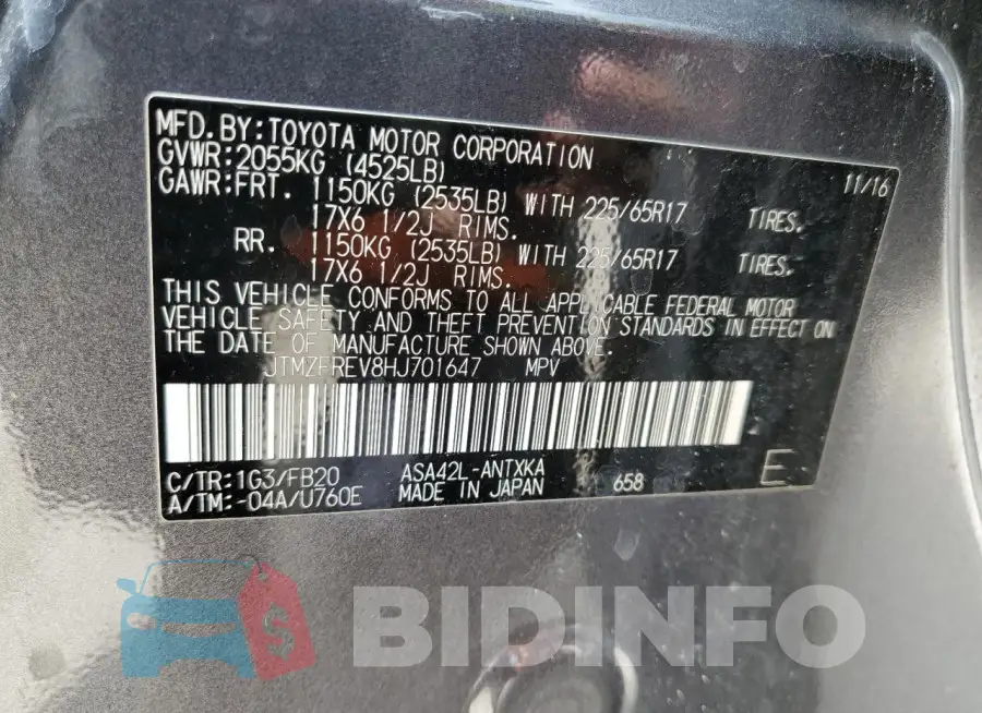 JTMZFREV8HJ701647 Photo# 13