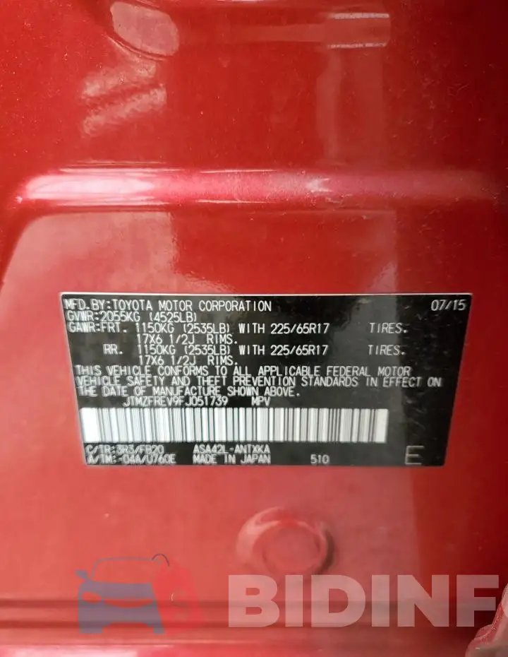 JTMZFREV9FJ051739 Photo# 13