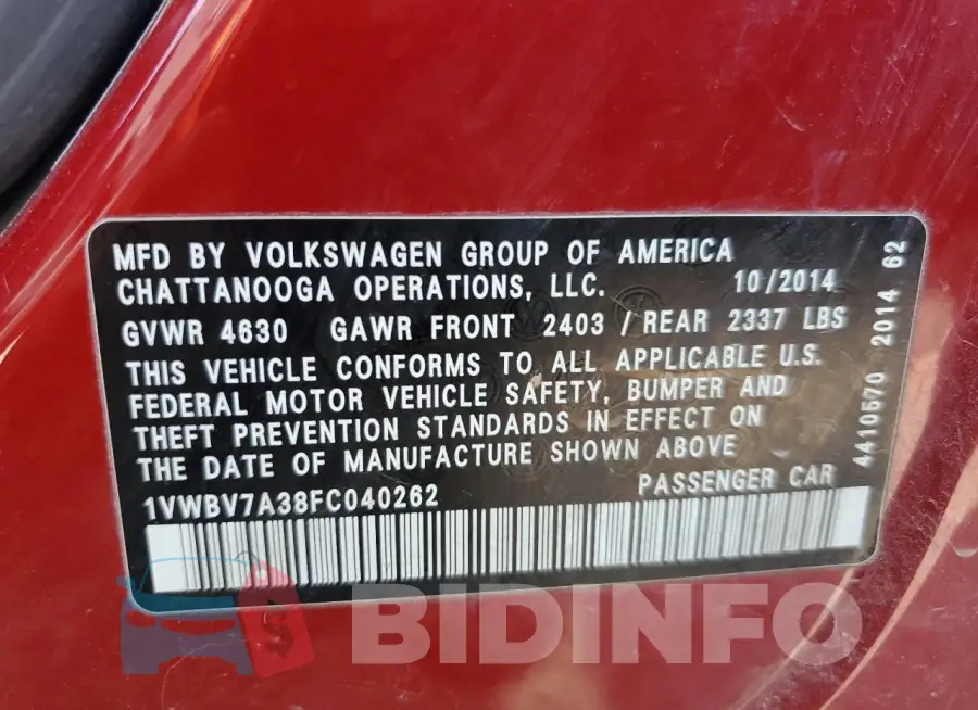 1VWBV7A38FC040262 Photo# 12