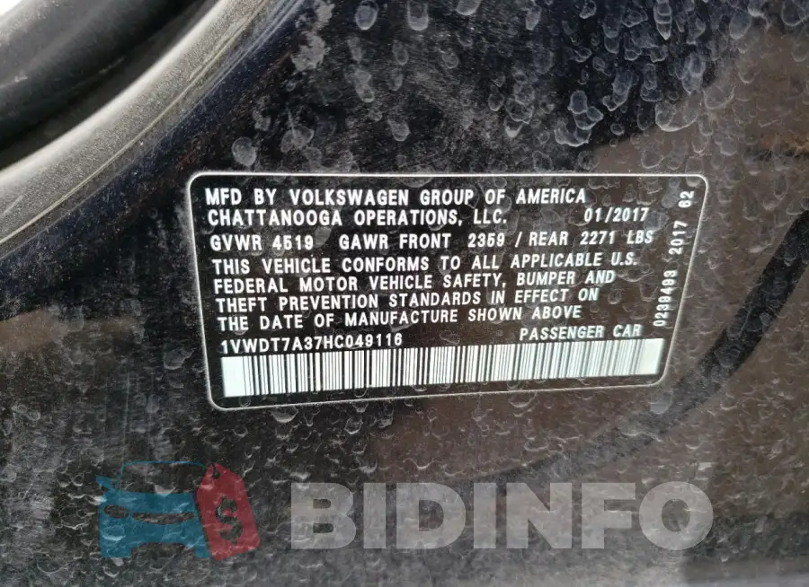 1VWDT7A37HC049116 Photo# 12