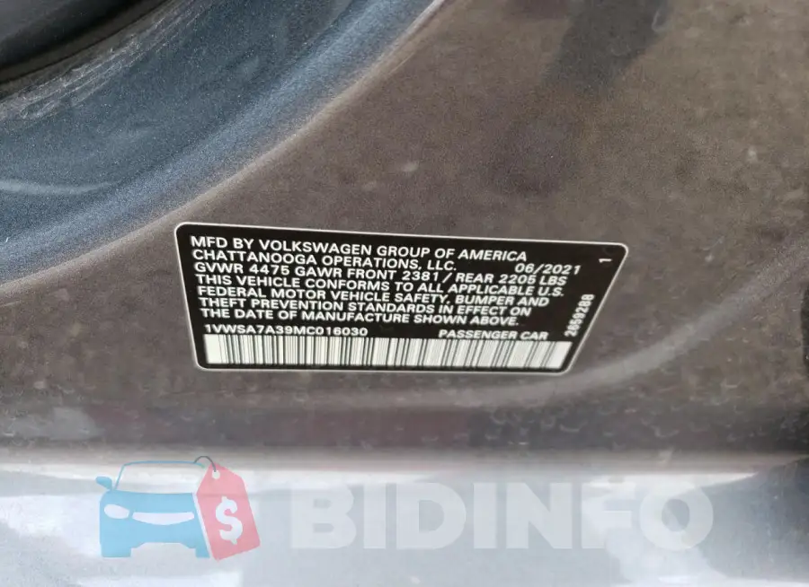 1VWSA7A39MC016030 Photo# 13