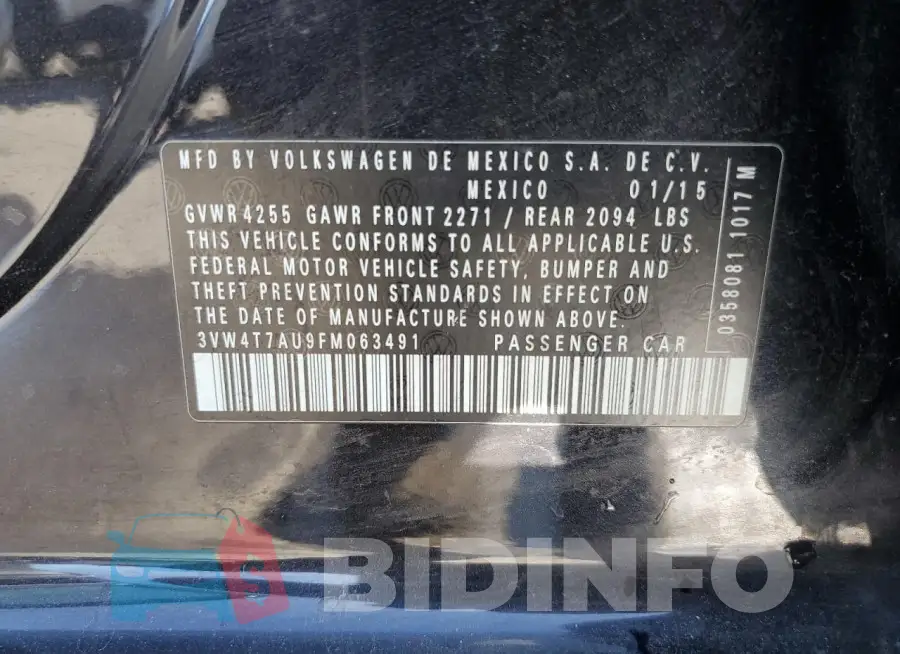 3VW4T7AU9FM063491 Photo# 12