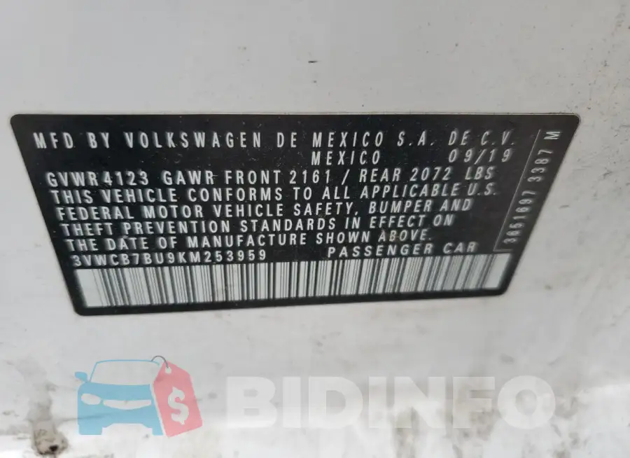 3VWCB7BU9KM253959 Photo# 12
