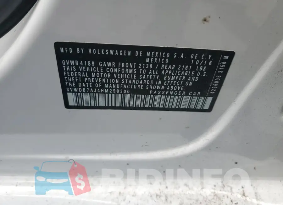 3VWDB7AJ4HM258300 Photo# 12