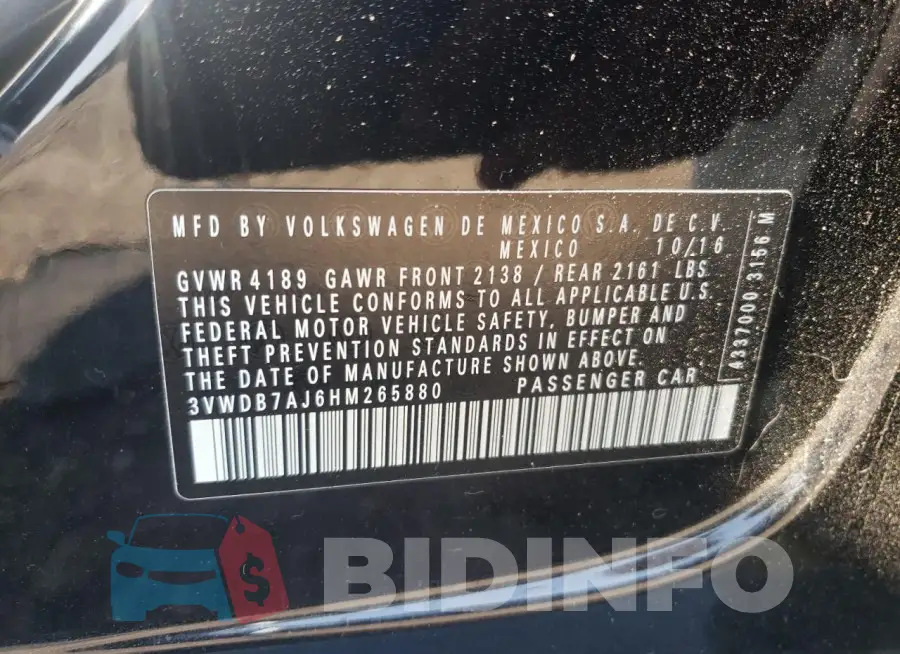 3VWDB7AJ6HM265880 Photo# 12