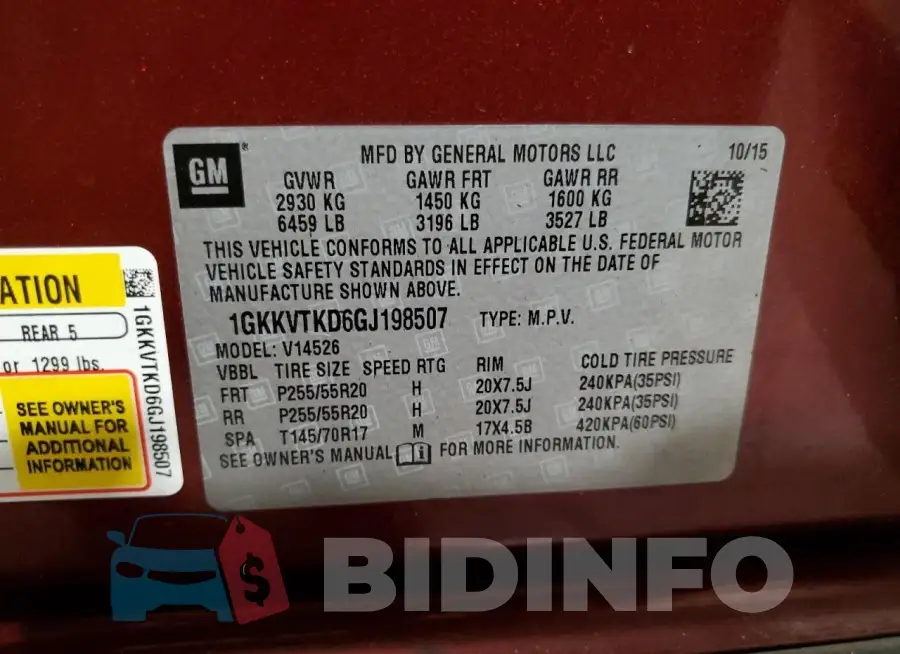 1GKKVTKD6GJ198507 Photo# 13