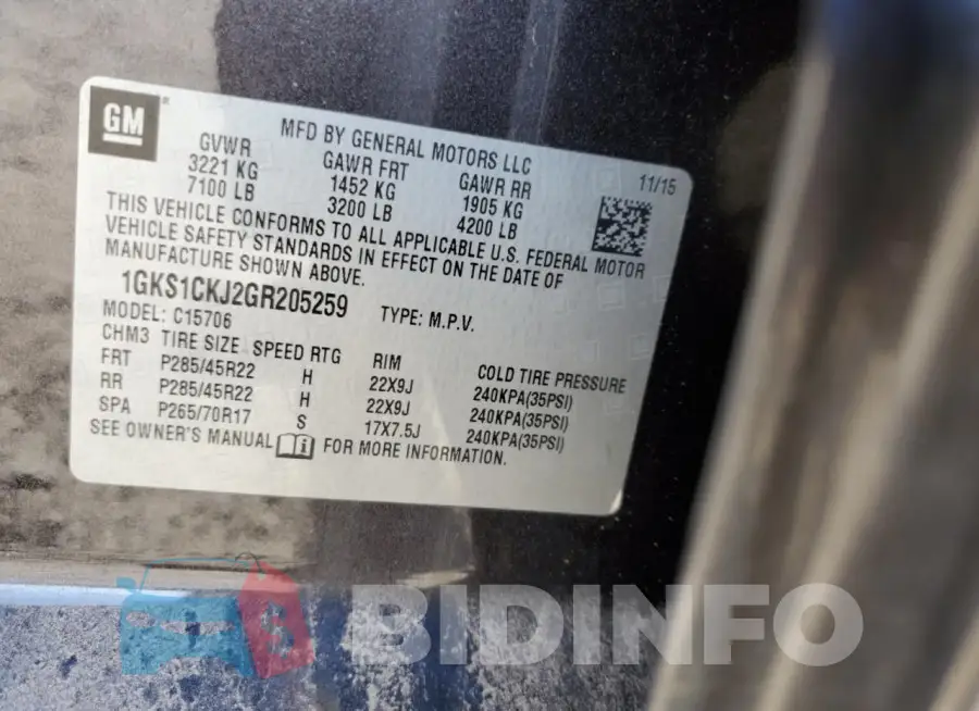 1GKS1CKJ2GR205259 Photo# 13