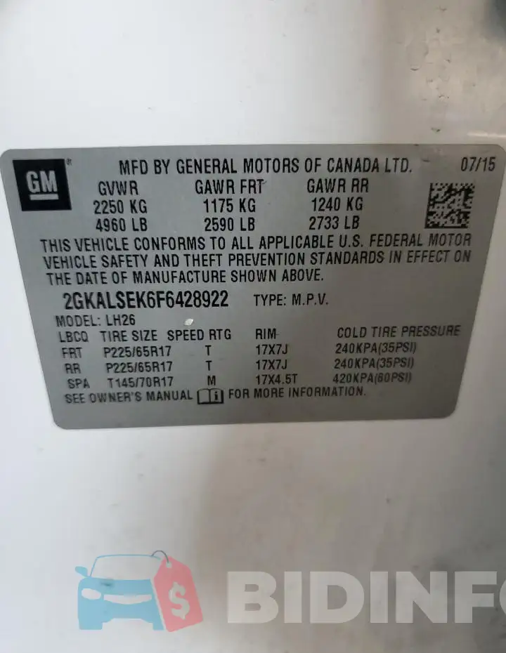2GKALSEK6F6428922 Photo# 12