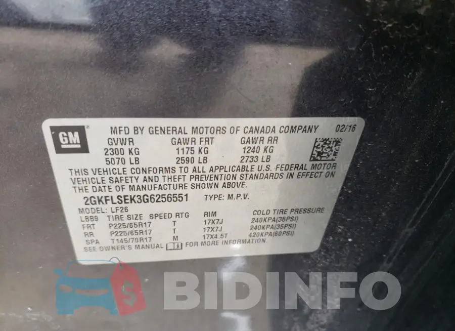 2GKFLSEK3G6256551 Photo# 13