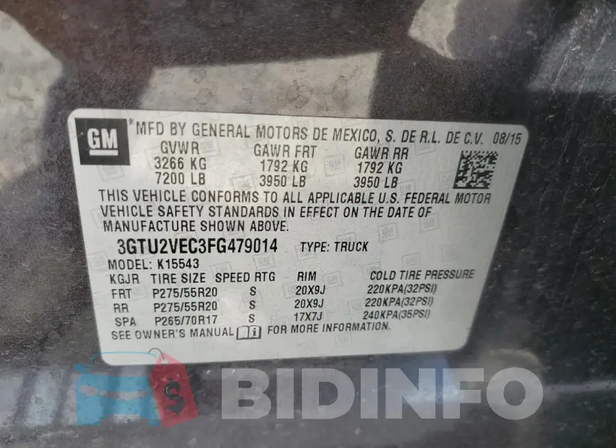 3GTU2VEC3FG479014 Photo# 12