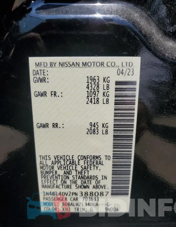 1N4BL4DV2PN388087 Photo# 12