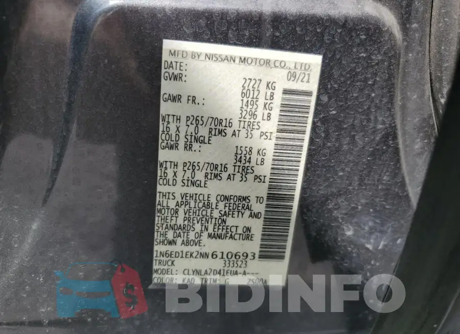 1N6ED1EK2NN610693 Photo# 12