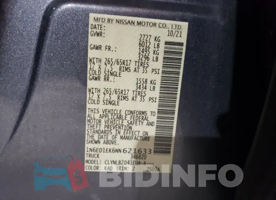 1N6ED1EK6NN621633 Photo# 12