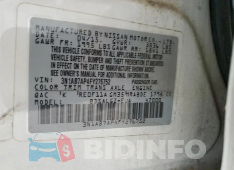 3N1AB7AP4FY276752 Photo# 12
