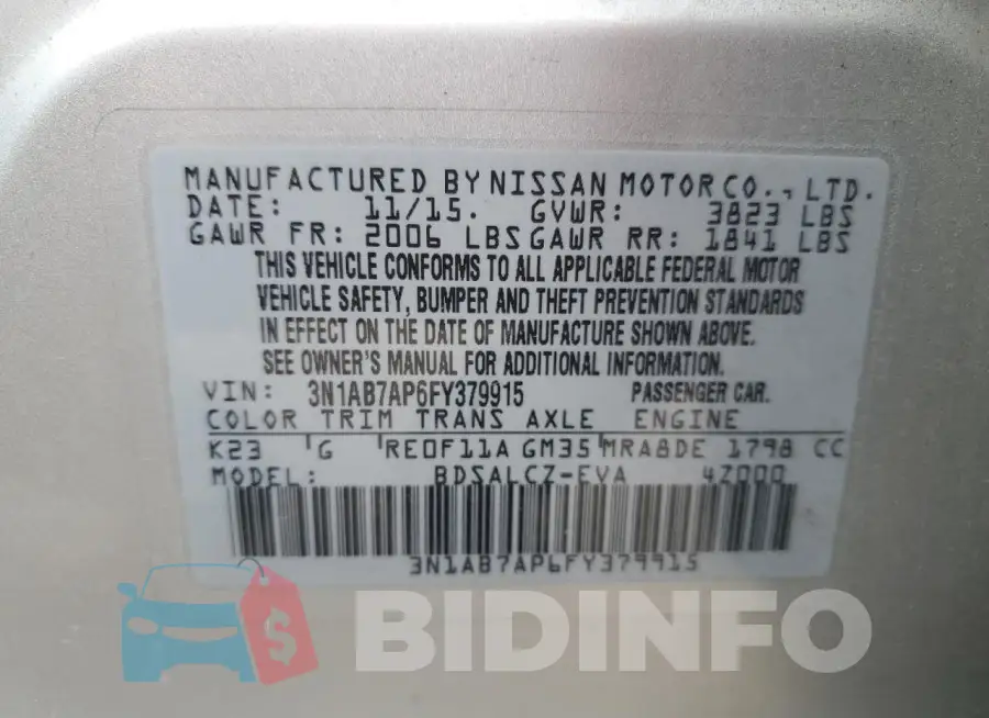 3N1AB7AP6FY379915 Photo# 12