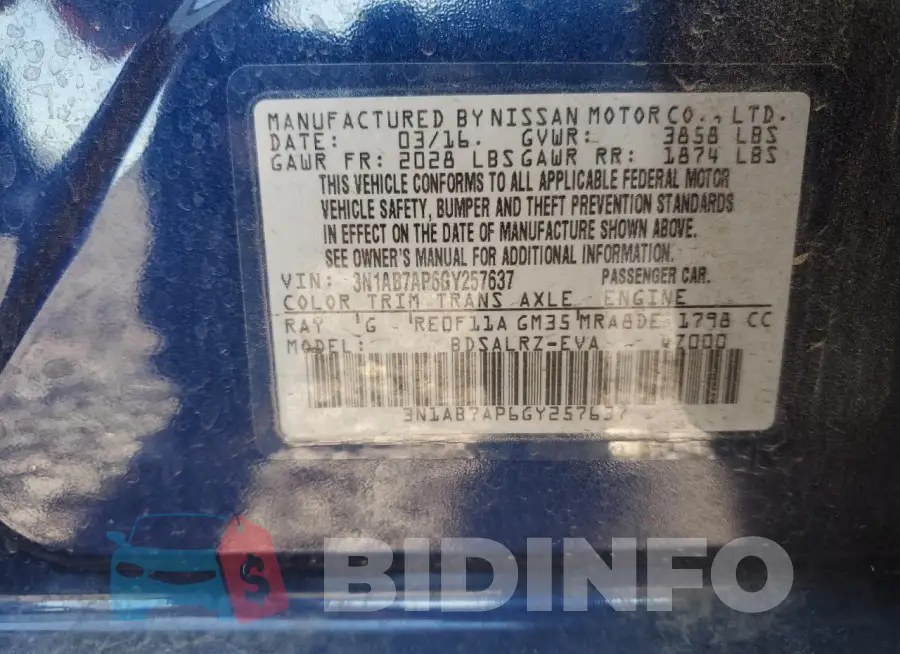 3N1AB7AP6GY257637 Photo# 12