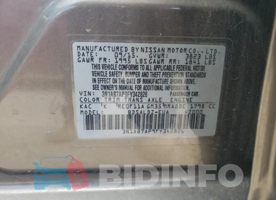 3N1AB7AP9FY342826 Photo# 13