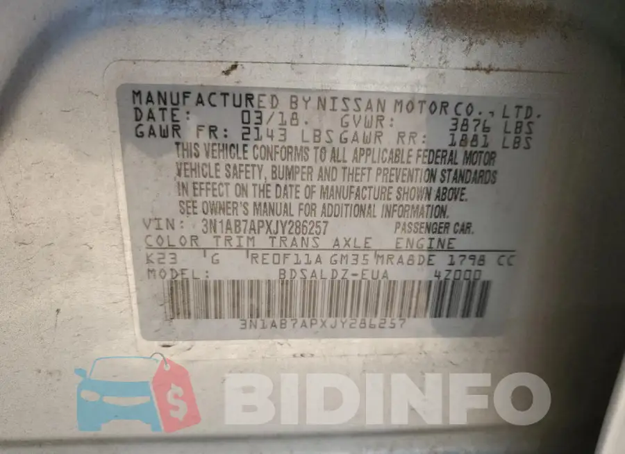 3N1AB7APXJY286257 Photo# 12