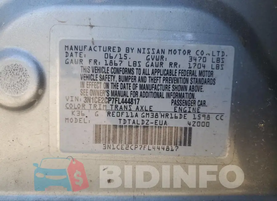 3N1CE2CP7FL444817 Photo# 12