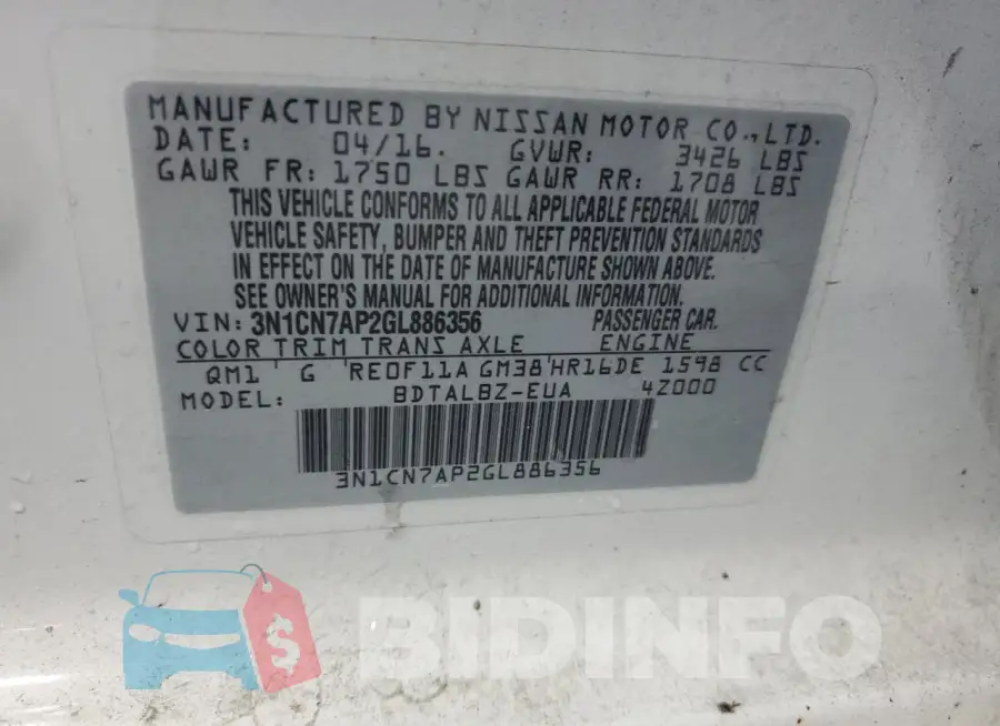 3N1CN7AP2GL886356 Photo# 12