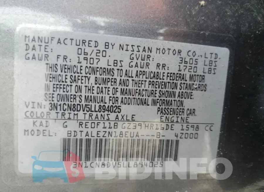 3N1CN8DV5LL894025 Photo# 12