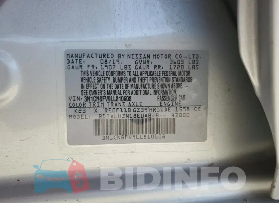 3N1CN8FV9LL810608 Photo# 12
