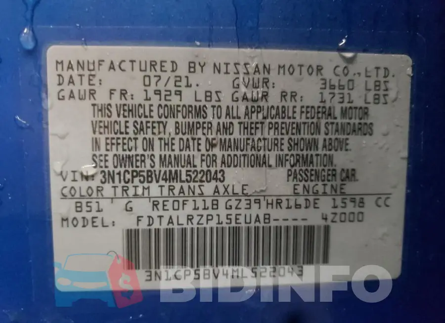 3N1CP5BV4ML522043 Photo# 12
