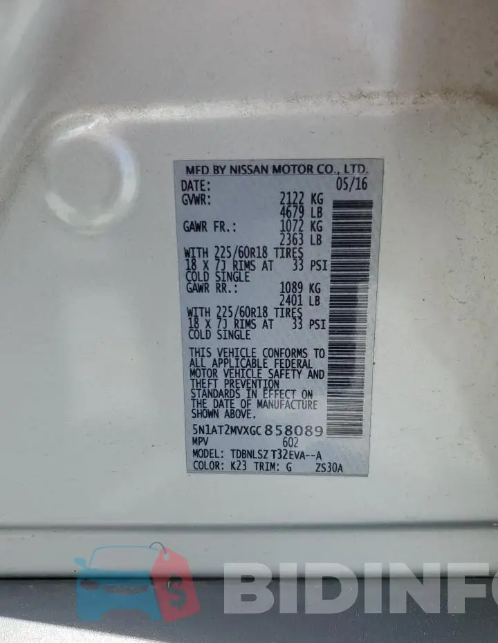 5N1AT2MVXGC858089 Photo# 12