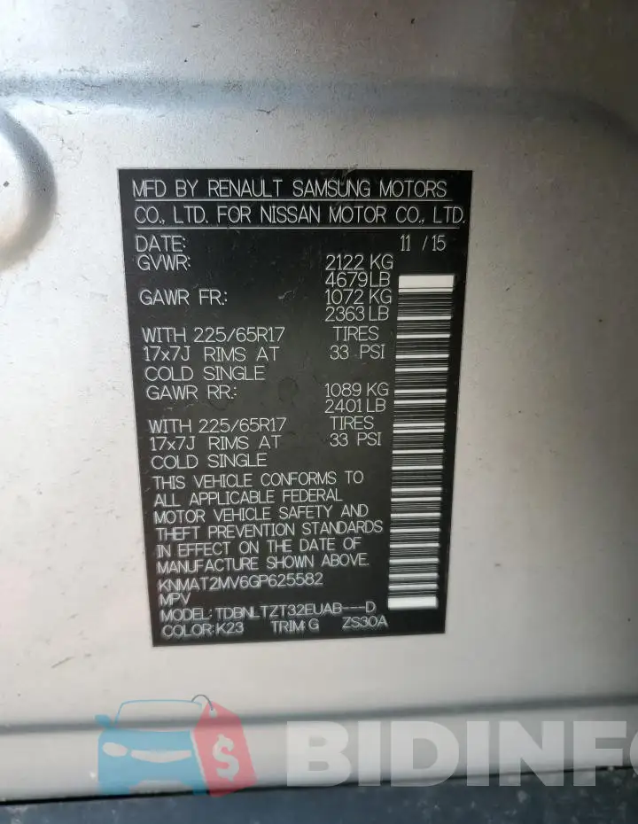 KNMAT2MV6GP625582 Photo# 12