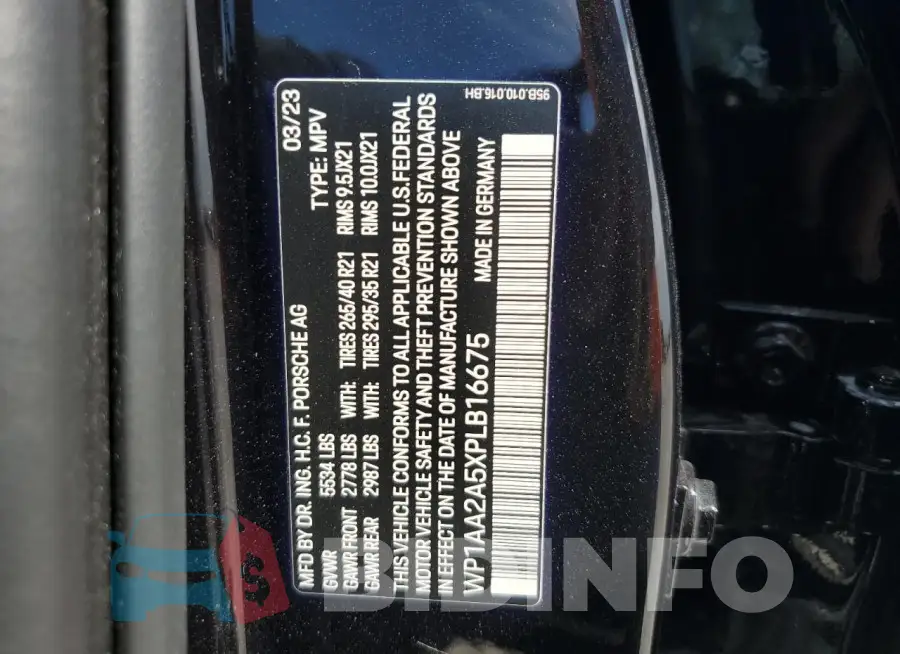 WP1AA2A5XPLB16675 Photo# 13