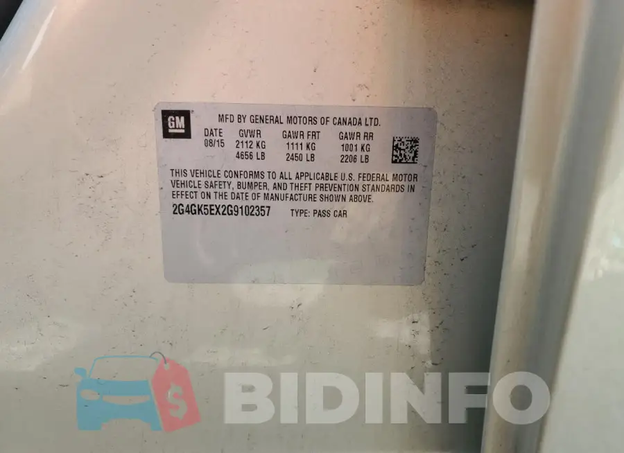 2G4GK5EX2G9102357 Photo# 13