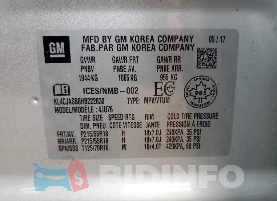 KL4CJASB8HB222830 Photo# 14