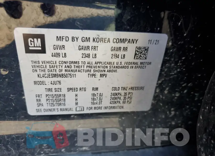 KL4CJESM9NB507511 Photo# 13