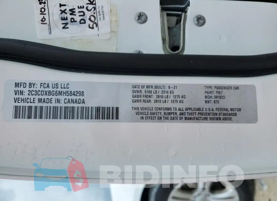 2C3CDXBG6MH584298 Photo# 12