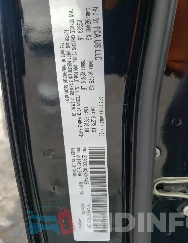 2C3CDXCT6GH247405 Photo# 12