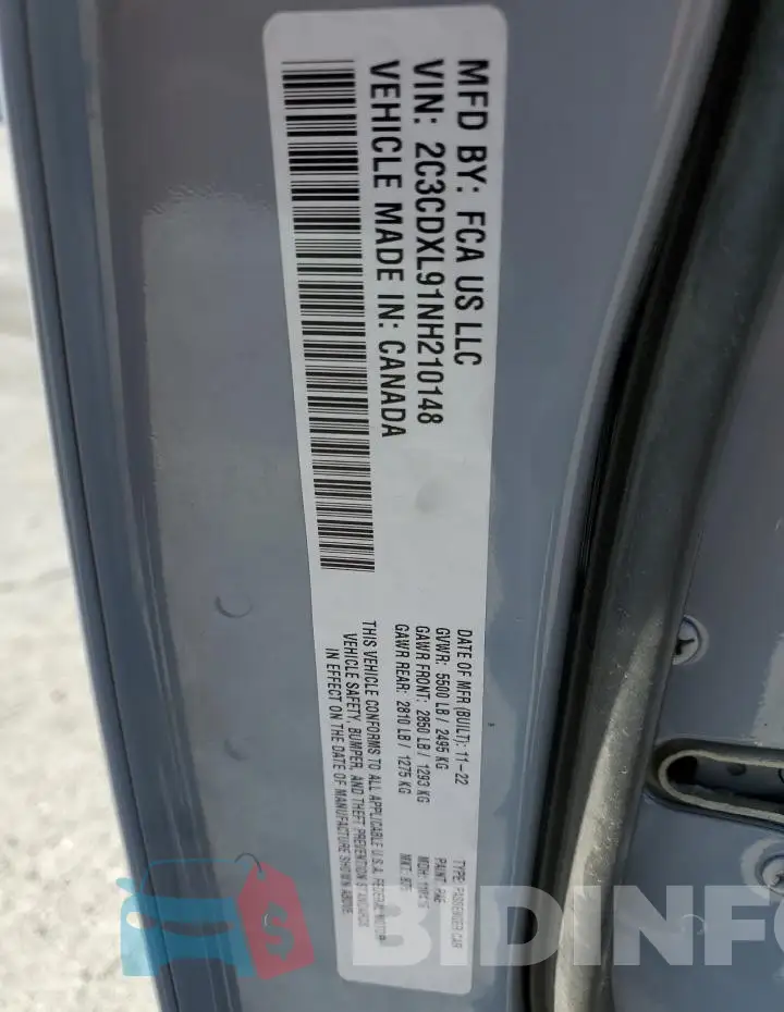 2C3CDXL91NH210148 Photo# 13