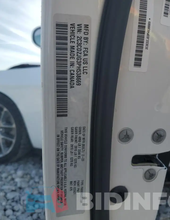 2C3CDZJG3PH538669 Photo# 12