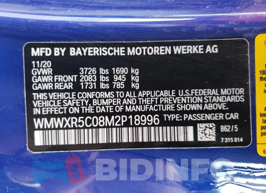 WMWXR5C08M2P18996 Photo# 12