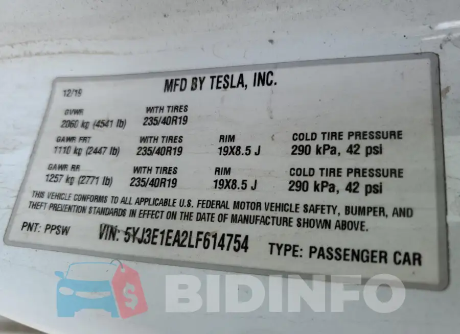 5YJ3E1EA2LF614754 Photo# 13