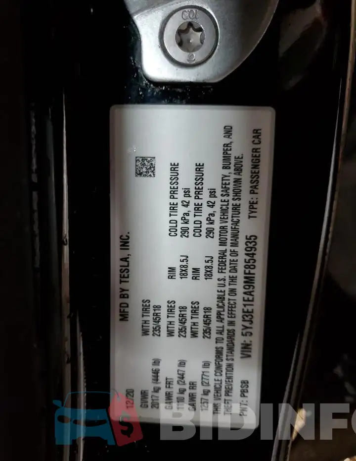 5YJ3E1EA9MF854935 Photo# 12