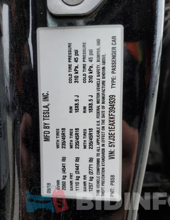 5YJ3E1EAXKF394939 Photo# 12
