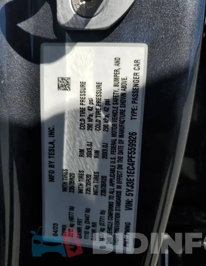 5YJ3E1EC4PF559926 Photo# 12