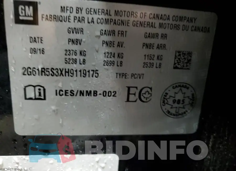 2G61R5S3XH9119175 Photo# 13