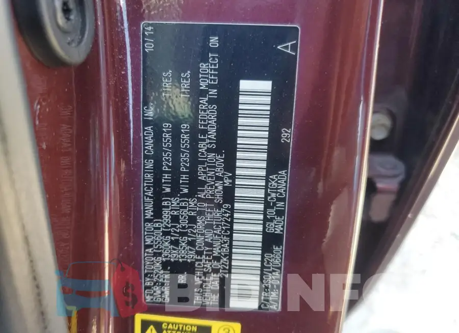 2T2ZK1BA3FC172479 Photo# 13