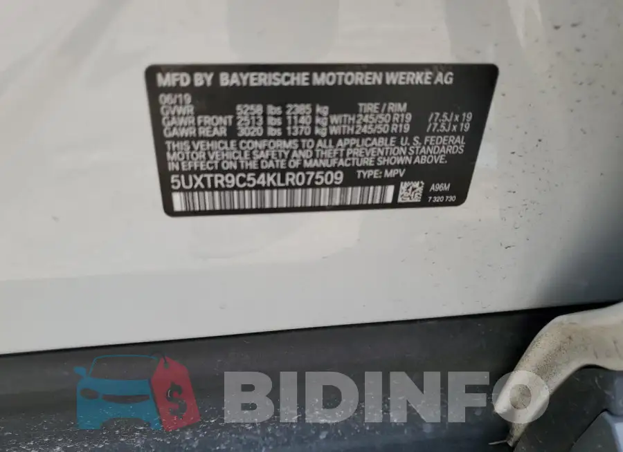 5UXTR9C54KLR07509 Photo# 13