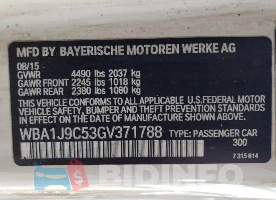 WBA1J9C53GV371788 Photo# 12