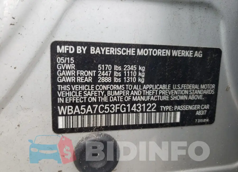 WBA5A7C53FG143122 Photo# 12