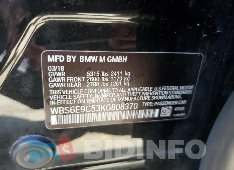 WBS6E9C53KG808370 Photo# 12