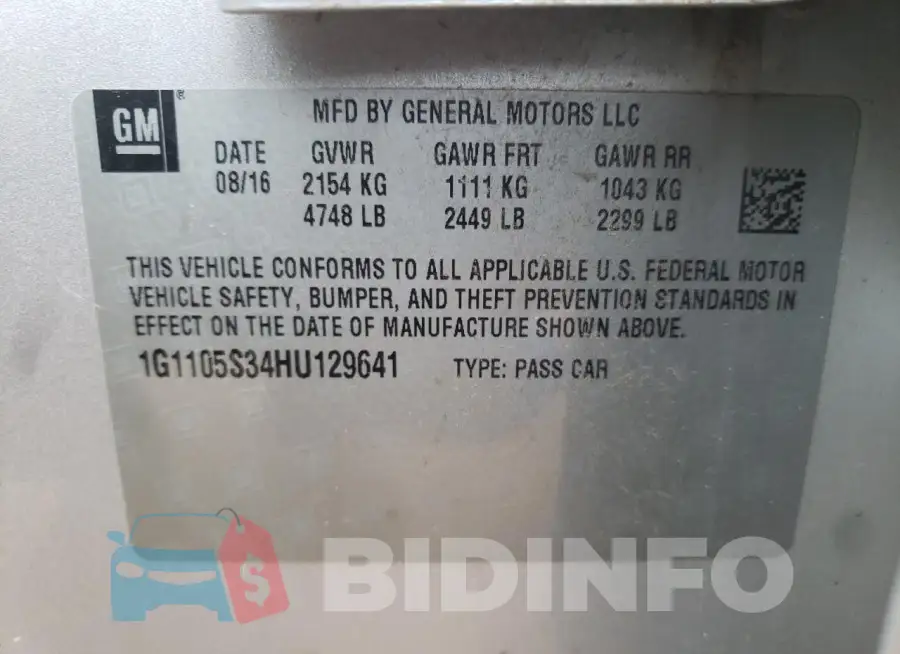 1G1105S34HU129641 Photo# 13